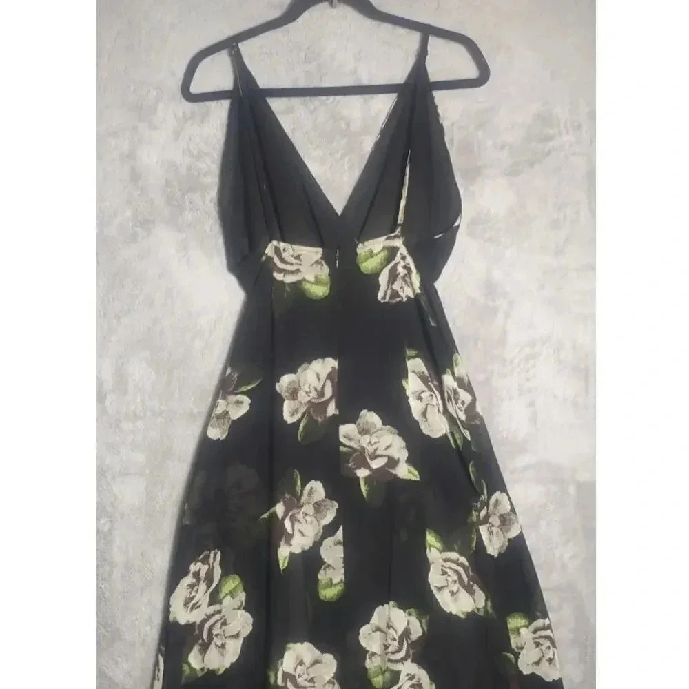 Cotton Candy LA Sheer Floral Maxi Two Slits Built in Romper V Neck - Picture 6 of 9